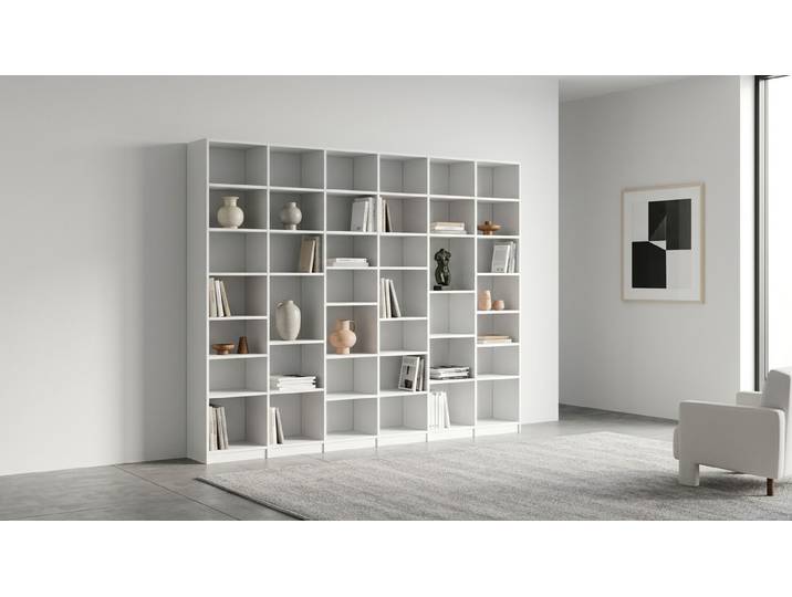 Bibliothèque blanche sur mesure Pickawood™ MDF mélaminé MDF Blanc mat