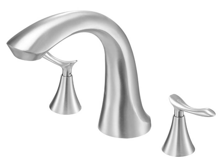 Robinet de baignoire romain VEVOR Set de robinetterie pour baignoire avec 3 trous & 2 poignées\, robinet de baignoire en acier inoxydable brossé avec bec haut arqué pour montage sur pont Réglage de la température