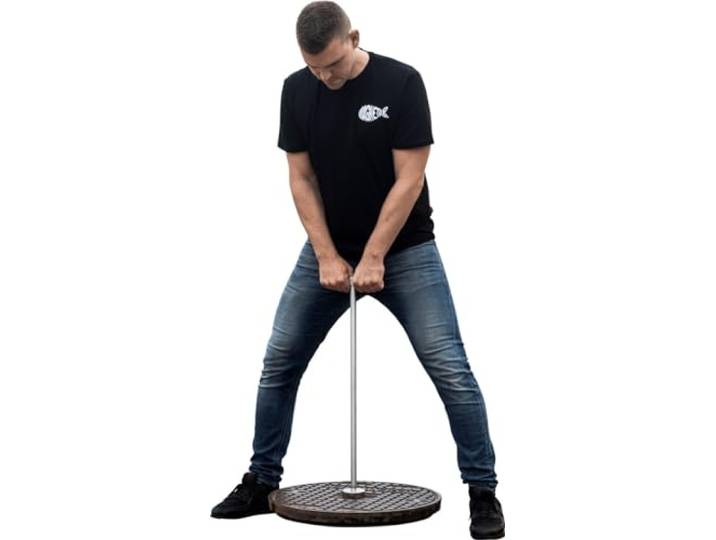 Magnetar THOR Kanaldeckelheber mit Magnet, Hammer und Haken, 300 kg Neodym-Magnet, ergonomischer Schachtdeckelheber aus Stahl, 3-in-1 Werkzeug für Kanaldeckel und Schachtabdeckungen