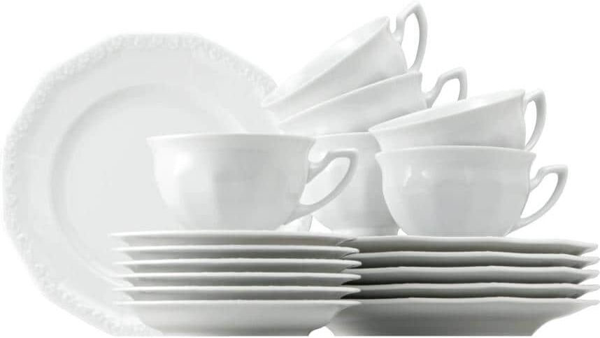 Geschirr-Set ROSENTHAL "Maria Set 18-teilig", weiss (weiß), Porzellan, Geschirr-Sets, Geschirr-Set, Frühstücks- & Dessertteller weiß Einheitsgröße