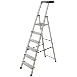 Krause, Leiter + Gerüst, Alu-Stufenstehleiter (Stehleiter, 210 cm)