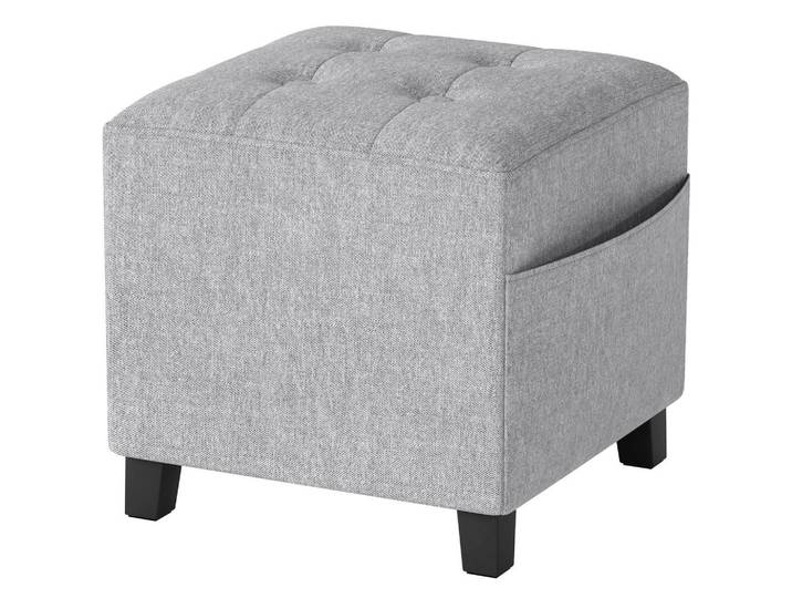 Homcom Hocker Polyester Hellgrau, 35x35x35 cm, Wohnzimmer, Sessel, Hocker & Hockerbänke, Sitzhocker