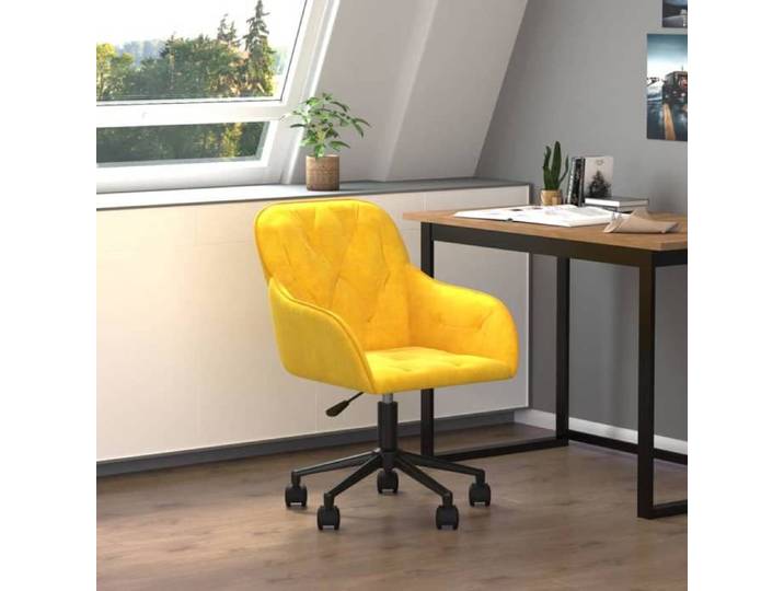 360° Chaise pivotante de bureau-Fauteuil Ergonomique-Jaune Velours NEUF BM582066255