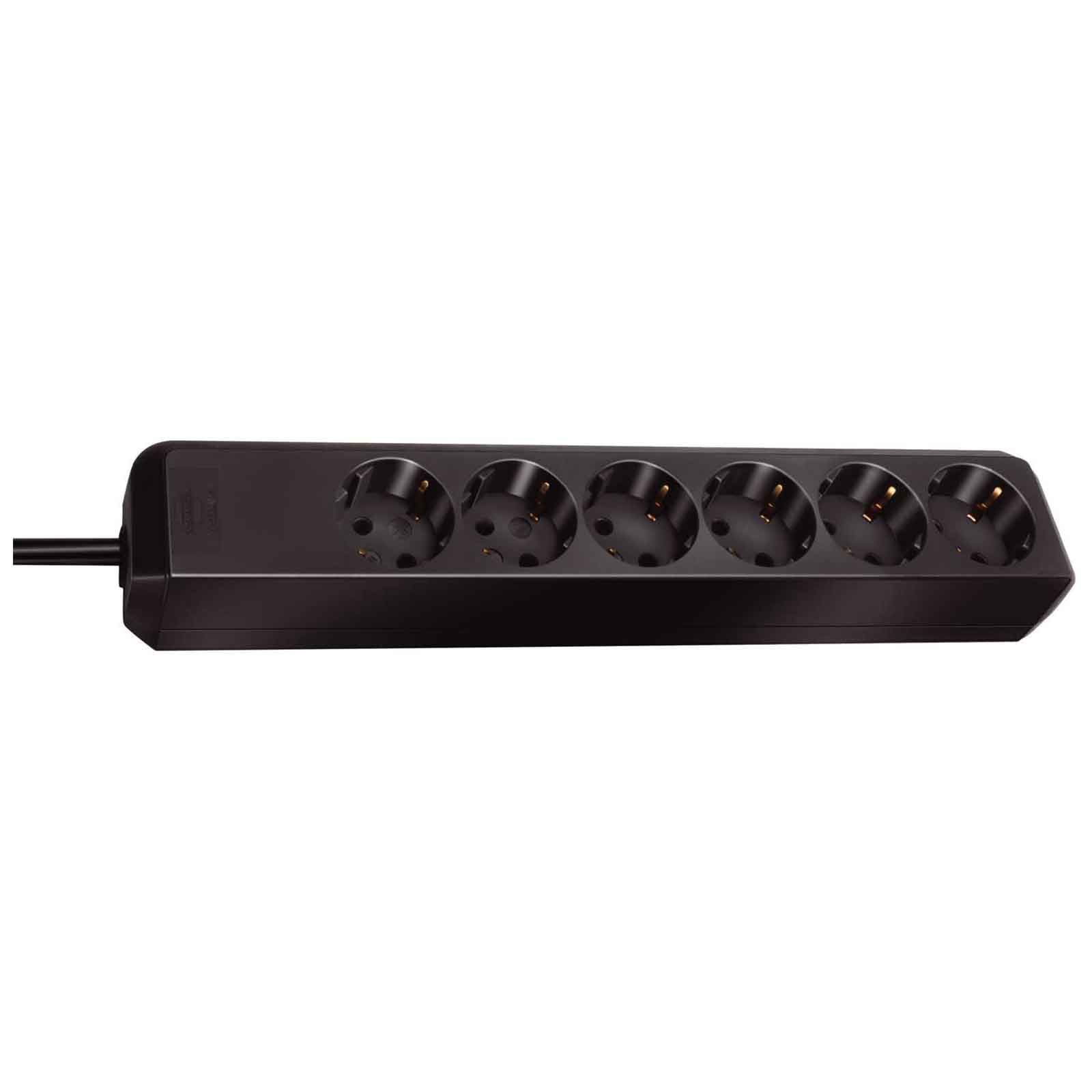 Brennenstuhl Eco-Line stekkerdoos met 6 stopcontacten, zwart, 1,5 meter