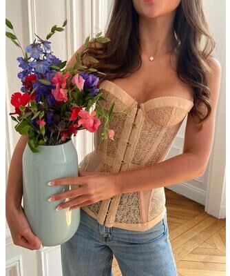 Inspire Select Elegant Lace Slash Neck Backless Tank Top Single Breasted Summer Streetwear For Women 2025 apricot 4