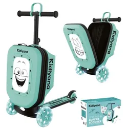 Kidiyana Kinderroller mit Koffer - 3-Rad Scooter grün