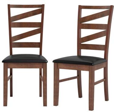 Costway Dining Chairs Set of 2 Kitchen Side Chairs with Rubber Wood Legs-Walnut