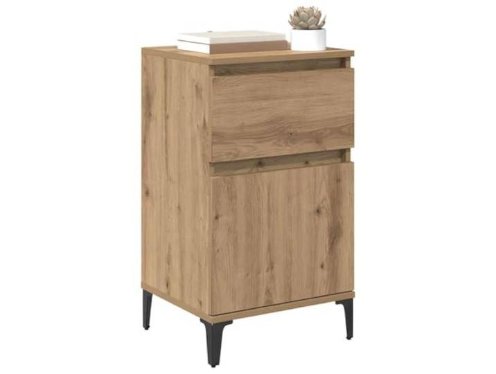 KTHLBRH Nachttisch 2 Stück Eiche Handwerk 40 x 35 x 70 cm Robustes Holz, schwarze Stahlbeine, geräumige Schublade, rustikaler Industriestil