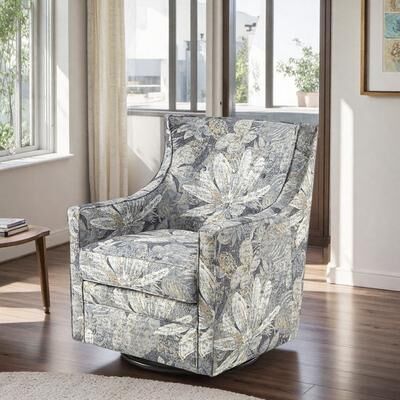 "28.5"" Polyester Swivel Glider Chair with Button-Tufted Back and Track Arms and 360-Degree Swivel and Glider and No Assembly"