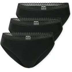 SCHIESSER Damen Rio-Slips, 3er Pack - 3Pack Rio Slip, Stretch Cotton, uni Schwarz / L