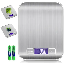 Intirilife Digitale Küchenwaage in SILBER - 20.5 x 16.5 x 3 cm - 5kg Elektronische Waage für die Küche mit Tara Funktion mit LCD-Display
