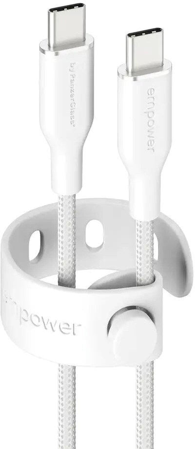 empower by PanzerGlass Racing 1.2m / 60W USB-C til USB-C Kabel - Silver White