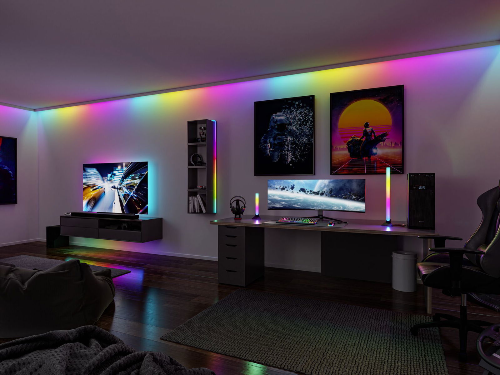 PAULMANN LED-Lichterschlauch "Entertain LED Schlauch Black Neon RGB+", schwarz, Dioden 126 Stk., Gesamtlänge 3,1m, Lichterketten, Farbwechsler & Farbsteuerung & Dimmer, LED-Lichterschlauch