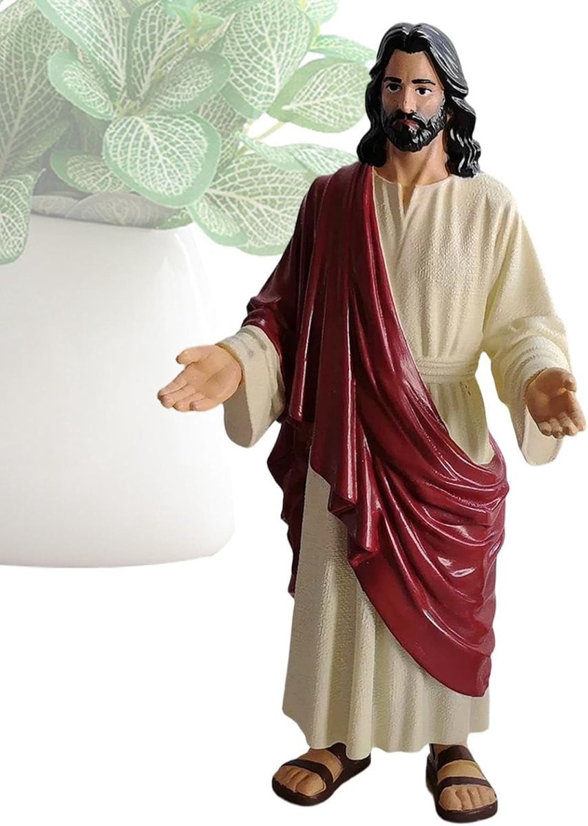 Jezus Christus Standbeeld - Zegenend Religieus Beeld - Wit - Breedte: 24 cm