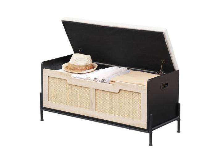 Banc de Rangement avec Espace de Rangement Banc à Chaussures Coffre à Chaussures L NOIR 100X40X46CM