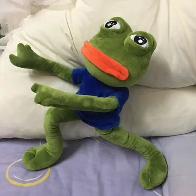 JoyToys 45cm Sad Frog Plush Toy Soft Pepe Frog Plush Stuffed Pillow For Cuddles & Room Decor blue