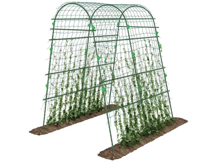 ComfortXL Rankbogen De-10155 mit Vogelschutznetz, Grün, Metall, 144x206x167 cm, Dekoration, Gartendeko