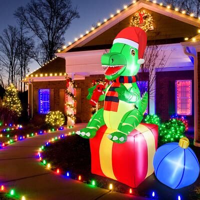 Youfap Market Dinosaur Christmas Inflatables, Outdoor Decorations Xmas, Blow Up Yard Decorations For Christmas Indoor Outdoor Garden us Plug