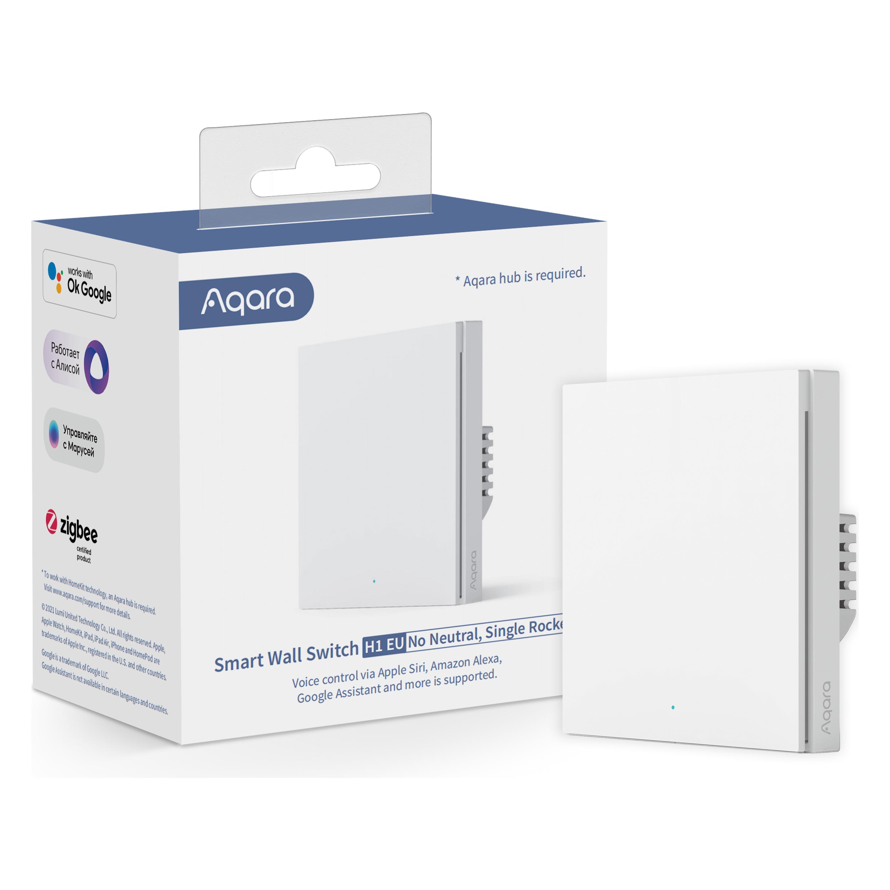 Aqara Smart Wall Switch H1 Weiss No Neutral, Single Rocker (Zigbee) (WS-EUK01)