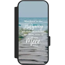 Nivocase Klapphülle für Google Pixel 10 Handyhülle aus Kunst Leder NIVOflip schwarz Statement Strand Spruch (Google Pixel 10), Smartphone Hülle, Schwarz