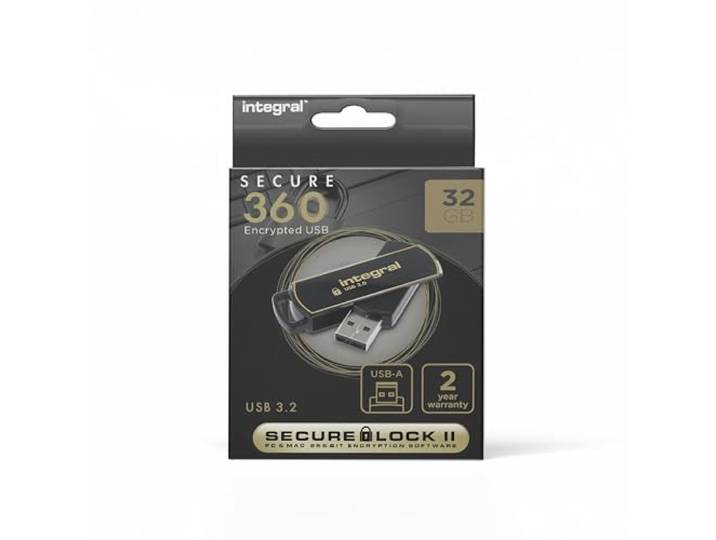 Integral 32 GB USB 3.0 Secure 360 stick met AES-256 software-encryptie