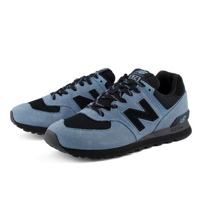Sneaker NEW BALANCE "574", Herren, Gr. 45, zinc blau, schwarz, Leder, Synthetik, Schuhe Sneaker