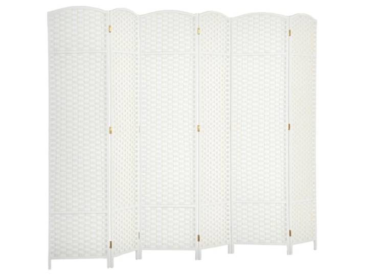 HOMCOM Paravent 6-teilig Raumteiler Faltbar Sichtschutz 240x170 cm Weiß Trennwand aus Kiefernholz, Raumtrenner, Stellwand, für Schlafzimmer Wohnzimmer