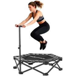 SPORTNOW Fitness Trampolin klappbar Ø104 cm Mini Trampoline mit Höhenverstellbar Griff