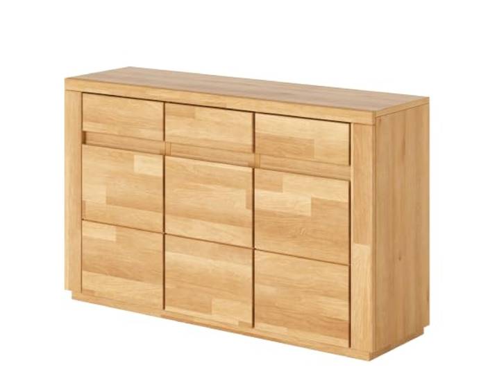 Kommode Kernbuche Massivholz-Front 3-türig Sideboard 127 cm Massivholz-Front, 3 Türen, 127 cm Breite, Geölte Oberfläche, Kernbuche