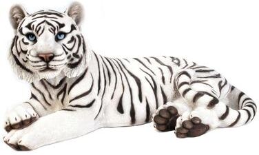 Hi-Line Gift Ltd. White Tiger Laying Down Statue
