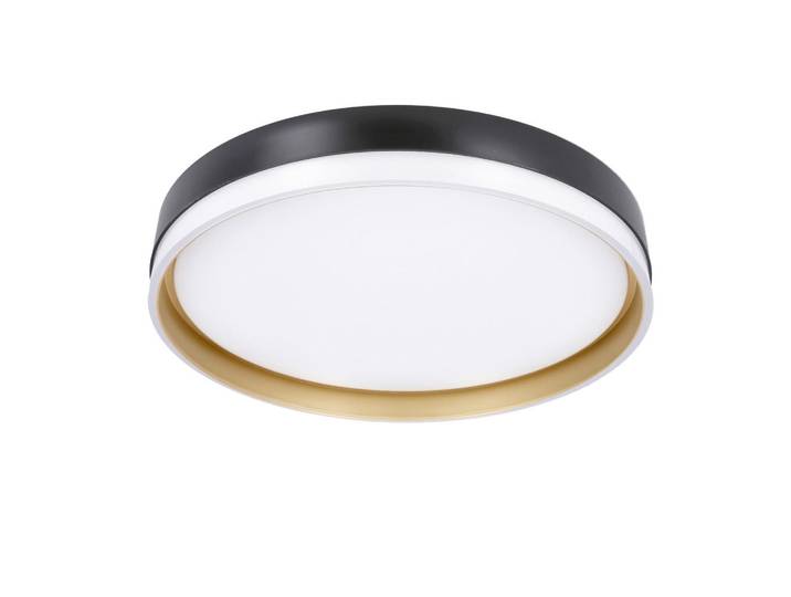 Led-Deckenleuchte Florida, Schwarz, Weiß, Goldfarben, Metall, Kunststoff, rund, 38x7.5x38 cm, RoHS, Europäischer Sicherheitsstandard, einfach zu transportieren, Lampen & Leuchten, LED Beleuchtung, LED-Deckenleuchten