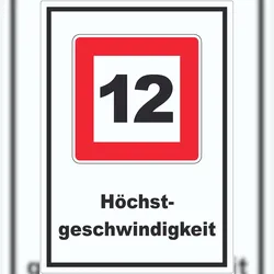 HB-Druck Höchstgeschwindigkeit 12 kmh nicht zu überschreiten Aufkleber mit Symbol und Text A0 (841x1189mm)