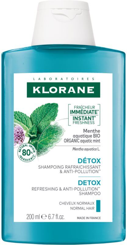 Klorane Organic Mint shampoing purifiant détoxifiant pour cheveux normaux 200 ml