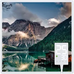 Heidenfeld Infrarotheizung HF-HP105, mit Bild, 16 Motive, 10 J. Garantie, Thermostat, Wandmontage (400 Watt, Bergsee)