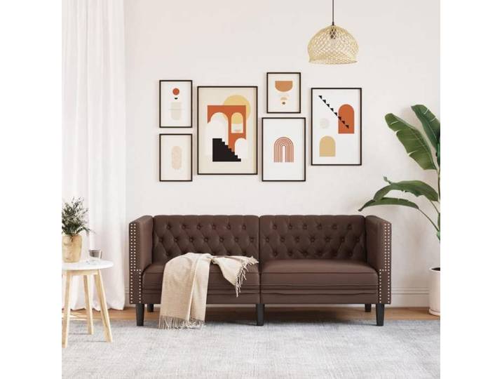 Brun SOFA - PHSH - Canapé avec 2 places - contemporain - Chesterfield marron similicuir C1940