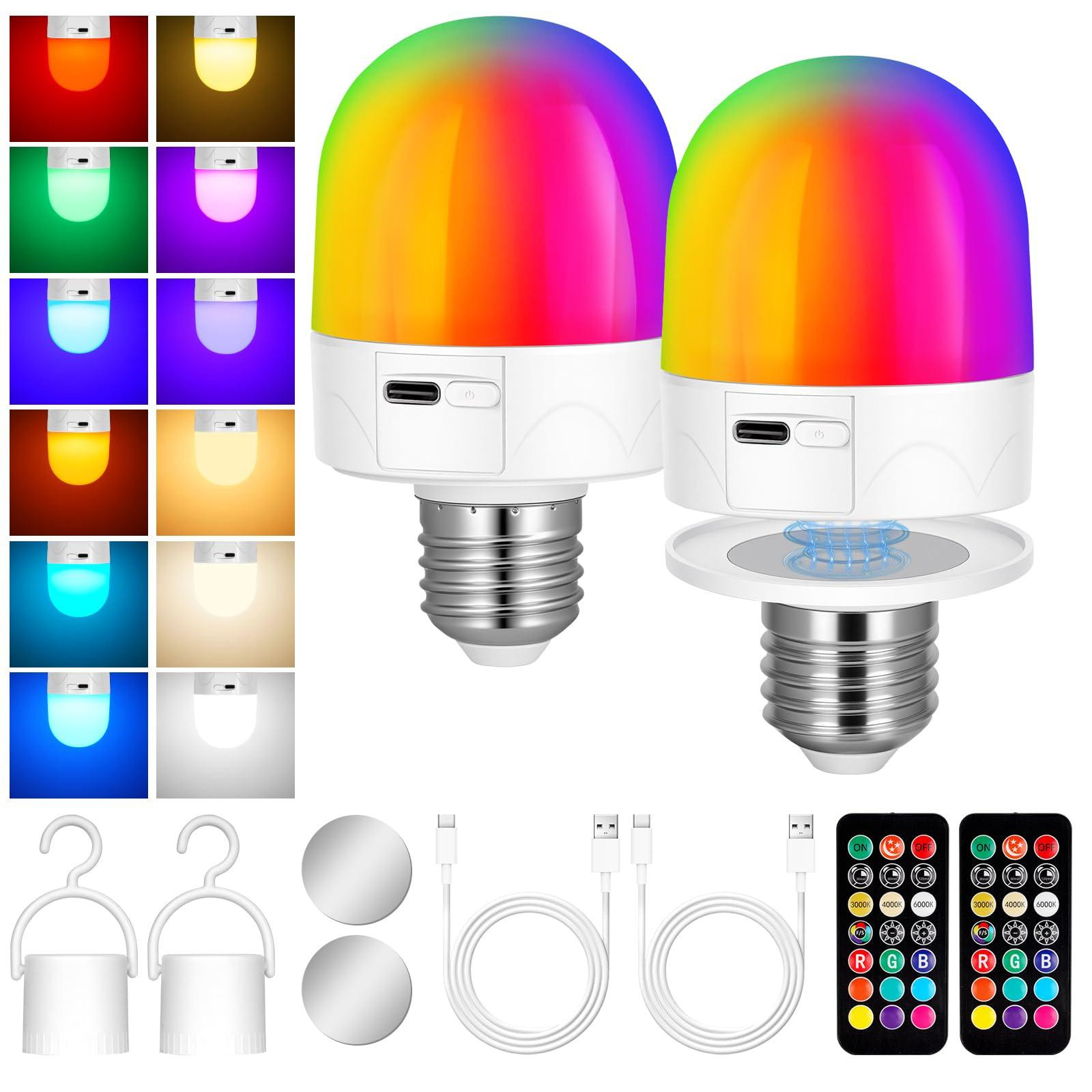 Selius E27 USB-C Oplaadbare Gloeilamp met Afstandsbediening, 3W
