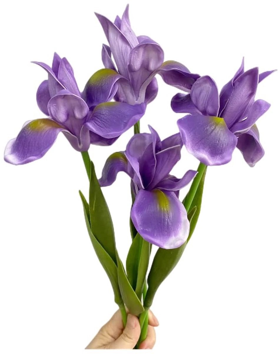 Set van 4 kunstmatige iris bloemen voor decoratie