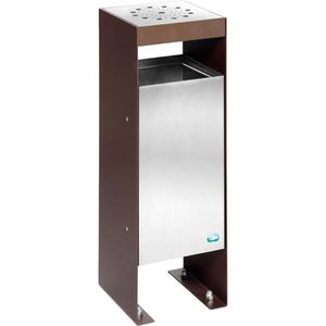 VAR Aschenbecher Q25, 21467, braun, für Outdoor, 2in1, Aschenbecher & Mülleimer aus Metall, 25 x 72cm, 60 Liter