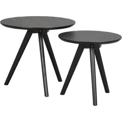 Beistelltisch Yumi 2er-Set aus Esche, skandinavisch, rund, Schwarz, von Rowico