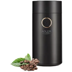 Adler AD 4446bg Elektrische Kaffeemühle Schwarz-Gold aus Edelstahl 150 W Gewürzmühle Chillimühle