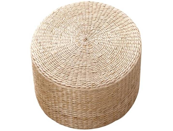 Perodlly Runder Pouf-Ottomane, 16 x 16 x 12 natürliche geflochtene Pouf-Ottomane, gefüllt, Bequeme kleine Fußstütze für Wohnzimmer, Schlafzimmer, Kinderzimmer.
