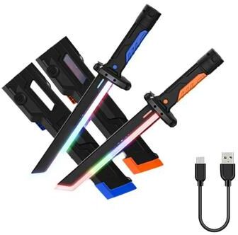 Inspired Living Star Spray Lightsaber Toy Double Blade Light Up Sword With Fog Glow Effect set