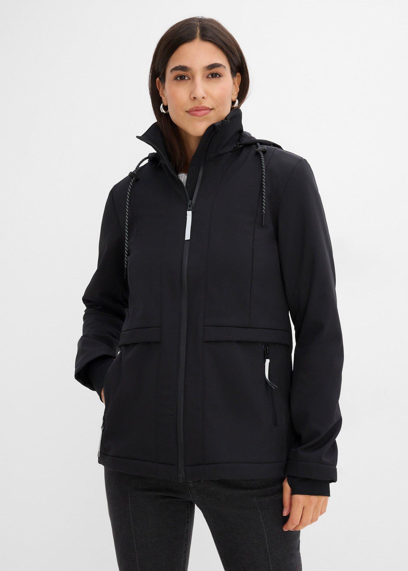 bonprix Softshelljacke, schwarz, Gr.52, Softshelljacke