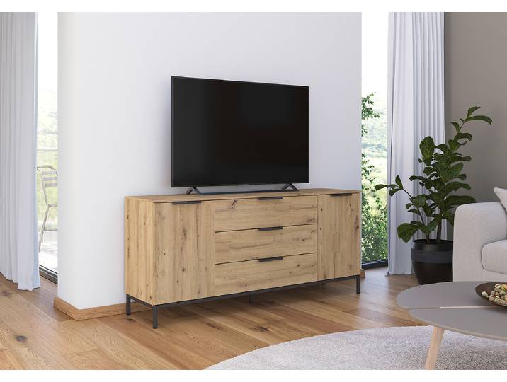 Buffet Flipp avec piètement - 72 cm 160cm Marron/Imitation chêne Artisan/Gris