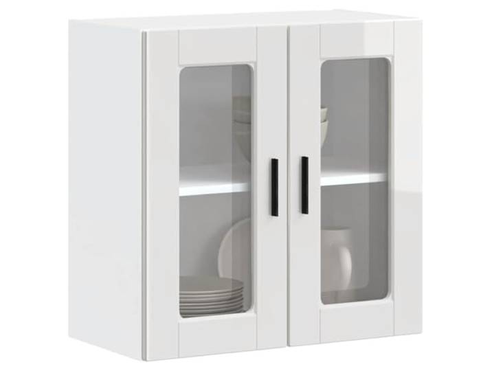 KTHLBRH Küchenschrank Porto weiß glänzend 60 x 31 x 60 cm Mehrschichtholz und Glas, 75 kg Kapazität, Wandmontage, einfache Reinigung