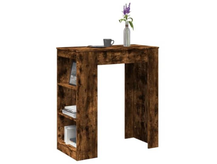 HEFZGDB Bartisch mit Regal Räuchereiche 95x47x103,5 cm Holzwerkstoff mit 3 Fächern für Küche Wohnzimmer Essbereich Stauraum