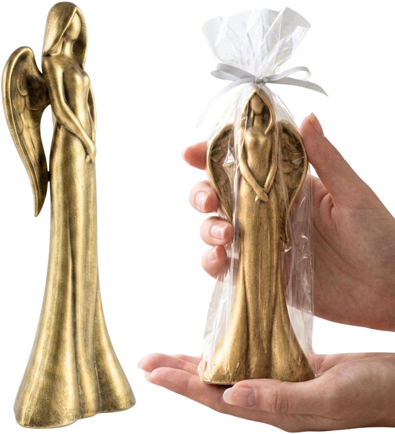 Gouden Keramieken Engel Decoratief Beeldje voor op de Tafel, 25 cm