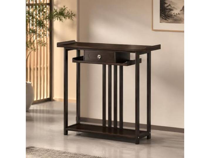YHTCSXMD Holz Altartisch mit Schublade, Gebetstisch mit Ablage für Zuhause Altartisch mit Schublade und offenem Regal für Opfergaben, Räucherwerk und Gebet(L31.5in/80cm)