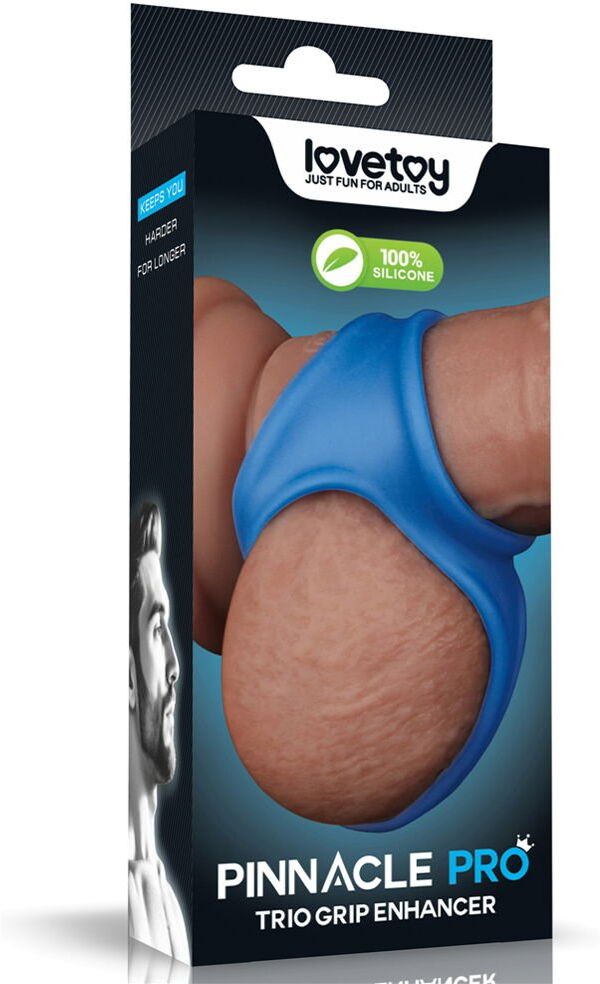 LoveToy Pinnacle Pro - Manchon rehausseur Trio Grip - Bleu
