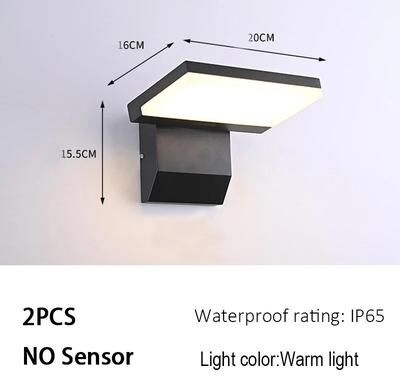 Inspire Curations LumiSense IP65 Modern Outdoor LED Wall Lamp With Sensor 2pcs No Sensor Black